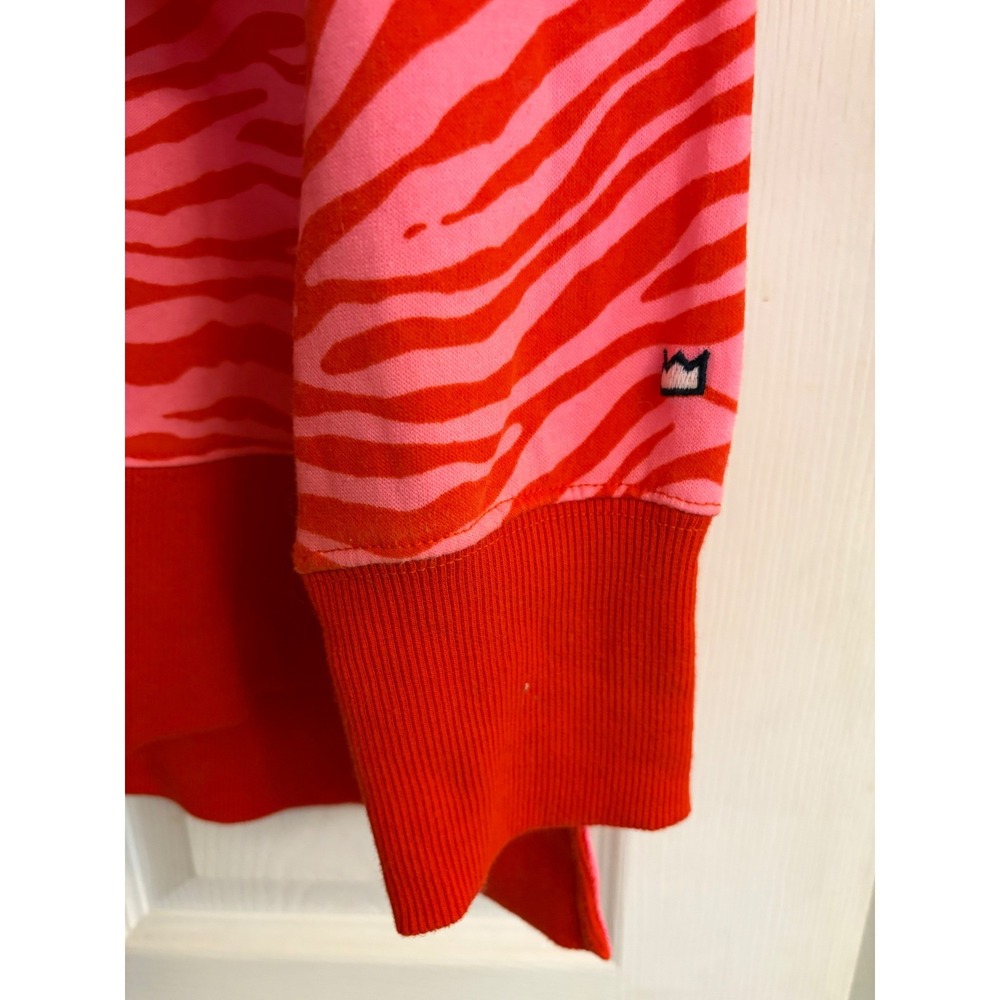 Cabana by Crown & Ivy Pink Red Zebra Print Oversized Fleece Soft Sweatshirt XL - Picture 2 of 8